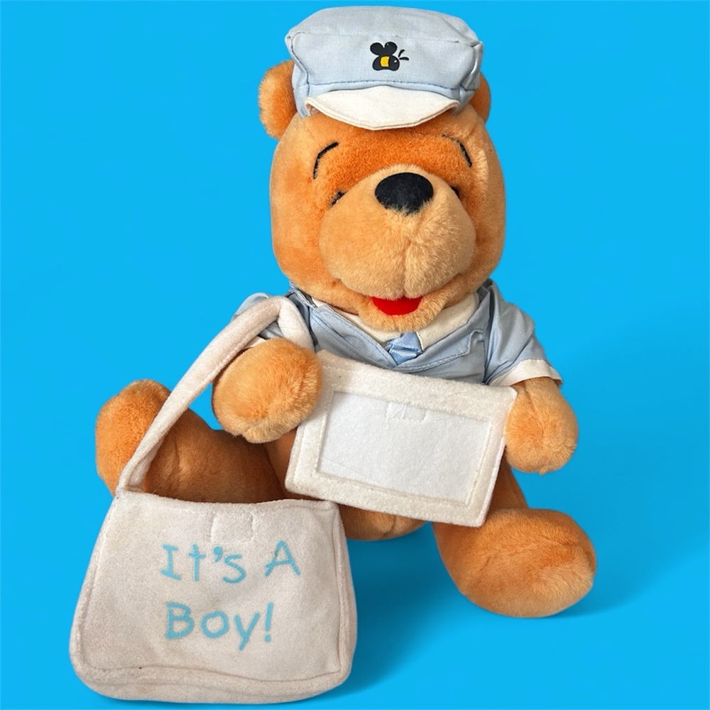 Winnie the Pooh It's A Baby Boy Mail Carrier Plush Jointed Legs Walt Disney